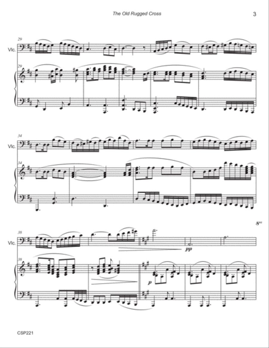 THE OLD RUGGED CROSS - Cello Solo with Piano Accompaniment Piano scores gallery preview page 3