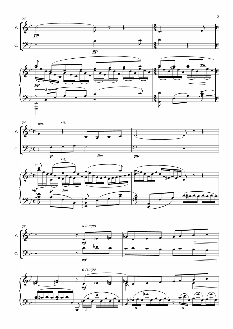 Sergey Rachmaninov-Melody-Op 21 No 9-Arranged for Piano Trio by Svetlana Velichko Piano Trio scores gallery preview page 5