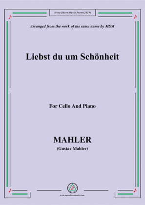 Book cover for Mahler-Liebst du um Schönheit, for Cello and Piano
