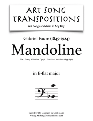 Book cover for FAURÉ: Mandoline, Op. 58 no. 1 (transposed to E-flat major, bass clef)
