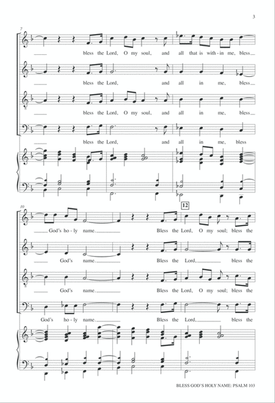 Bless God's Holy Name 4-Part scores gallery preview page 3