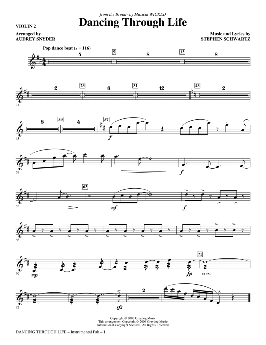 Dancing Through Life - Violin 2 Choir scores gallery preview page 1