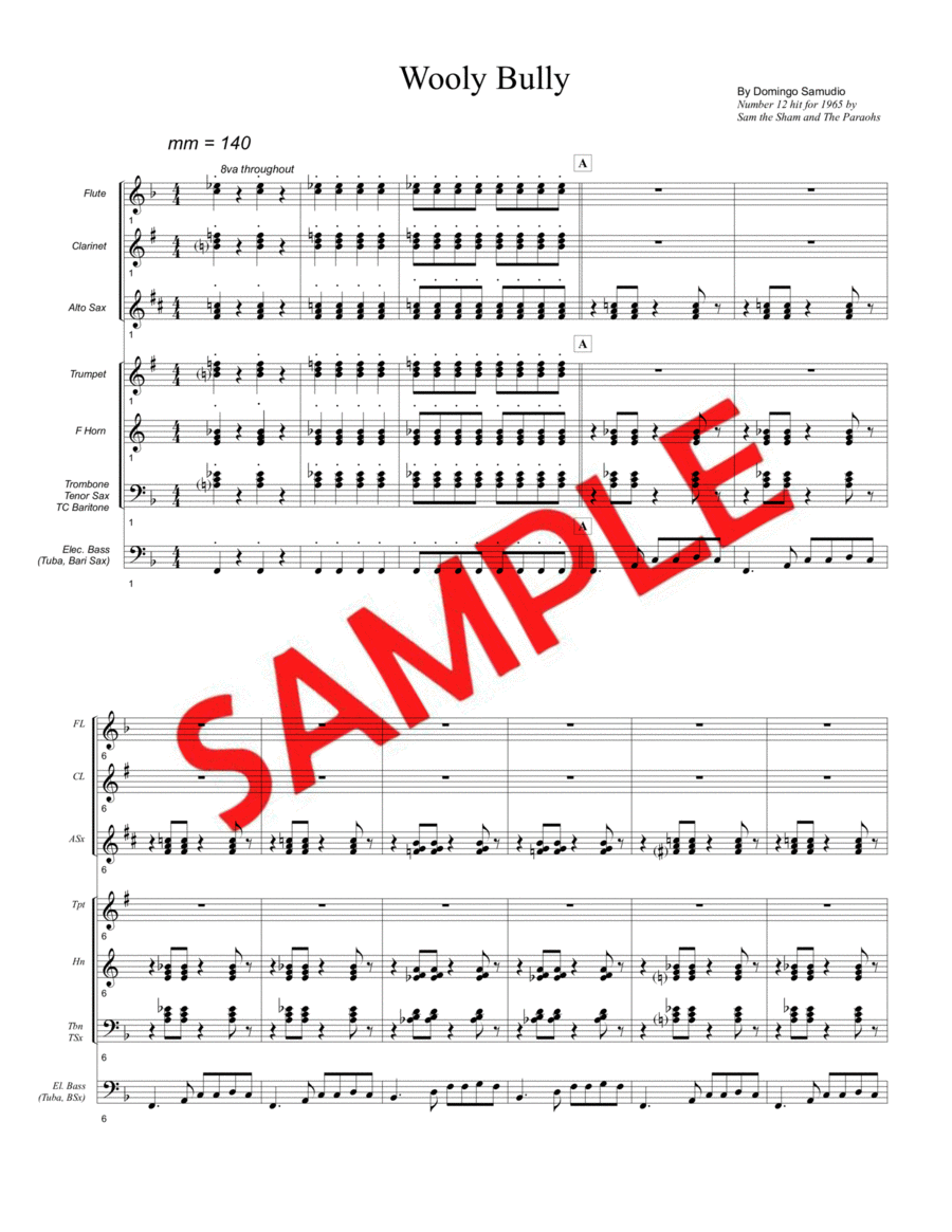 Wooly Bully Jazz Ensemble scores gallery preview page 1