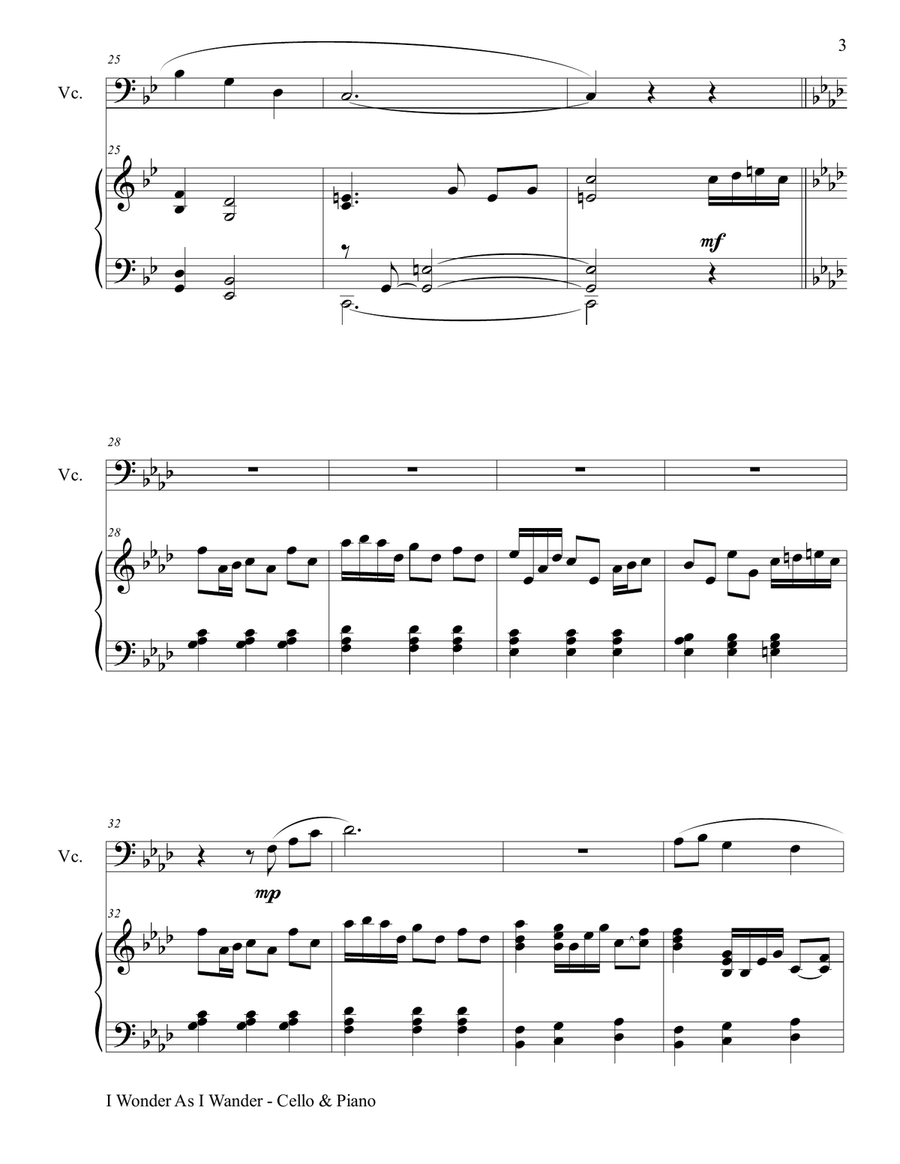 I Wonder As I Wander Piano scores gallery preview page 4