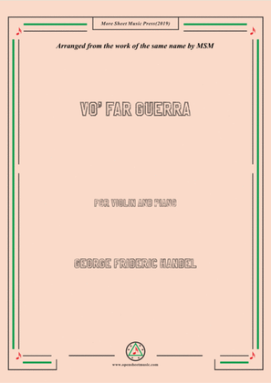 Book cover for Handel-Vo' far guerra,for Violin and Piano