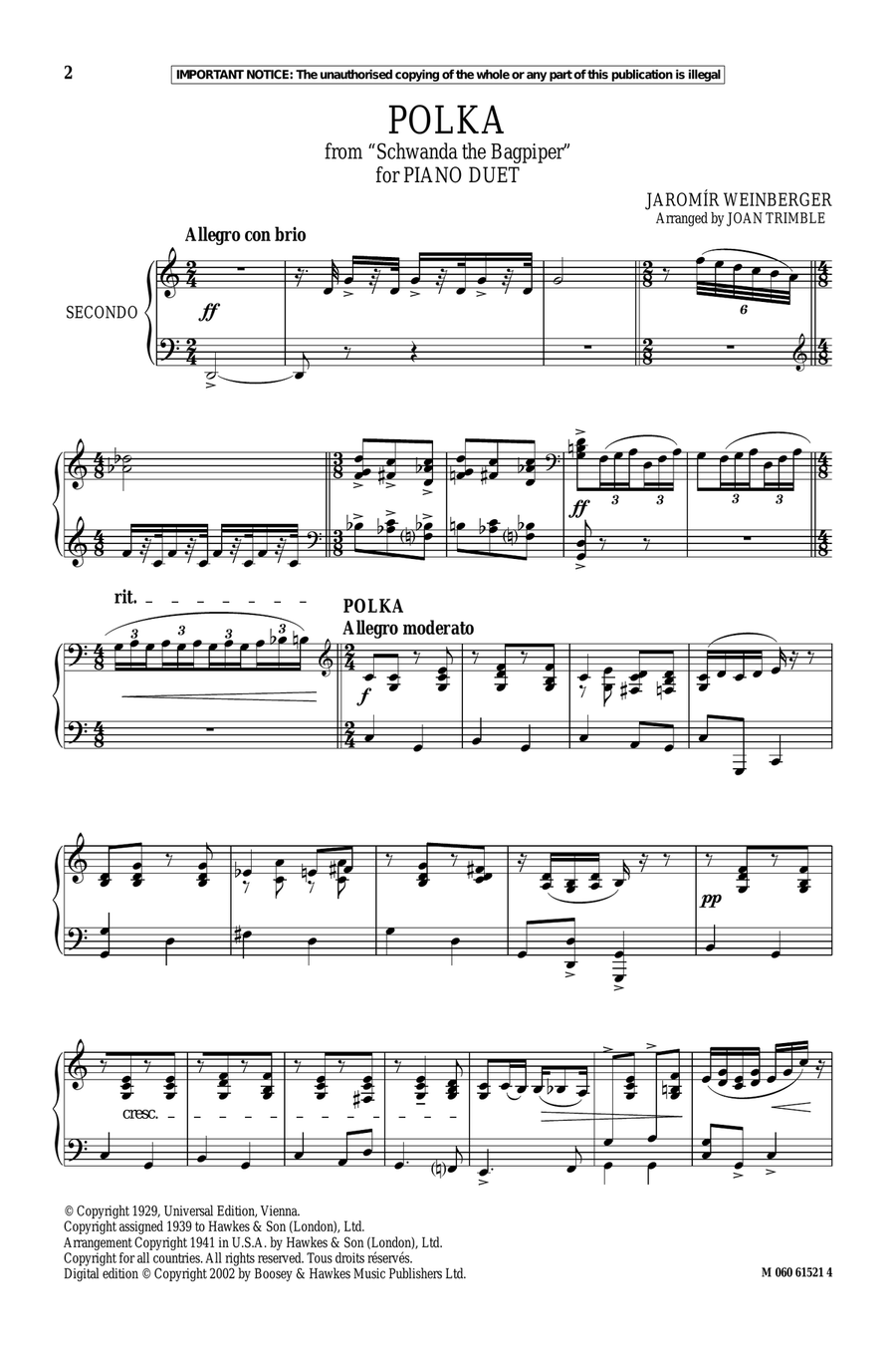 Polka (from Schwanda The Bagpiper) Bagpipe scores gallery preview page 1