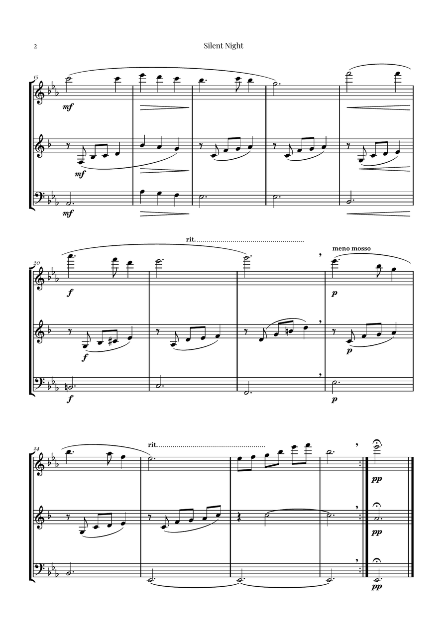 Silent Night | BEAUTIFUL Arrangement Woodwind Trio scores gallery preview page 2