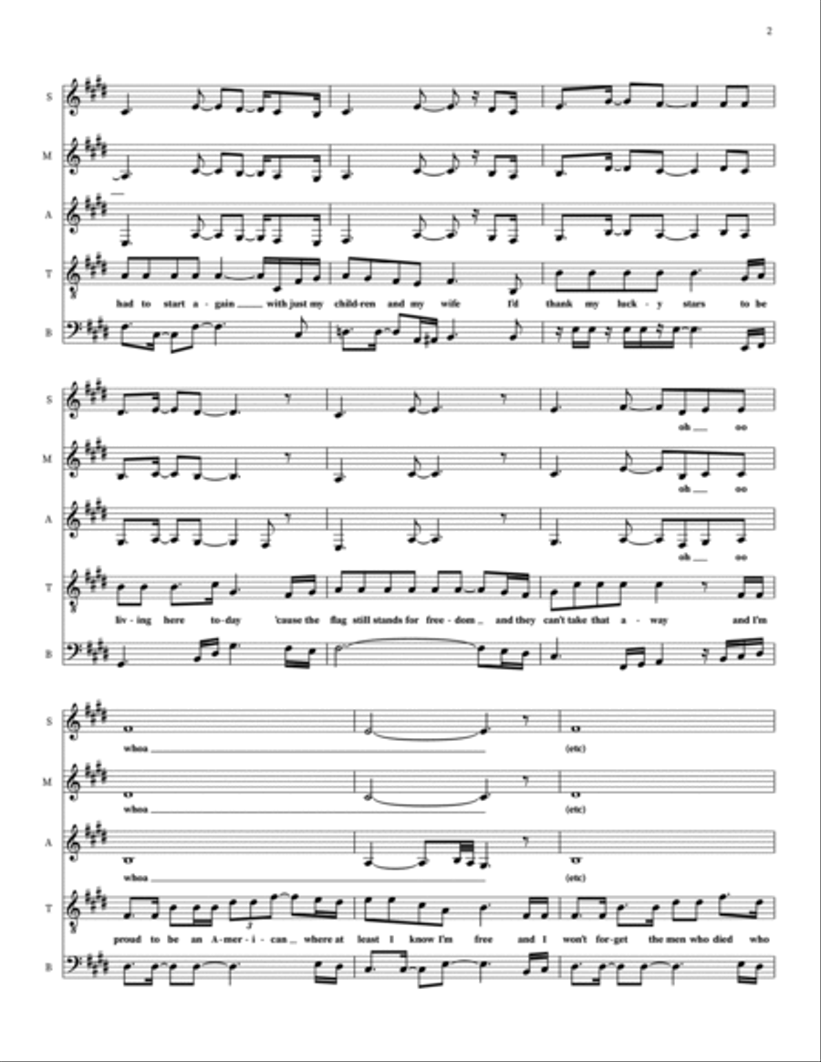 God Bless The U.S.A. Choir scores gallery preview page 2