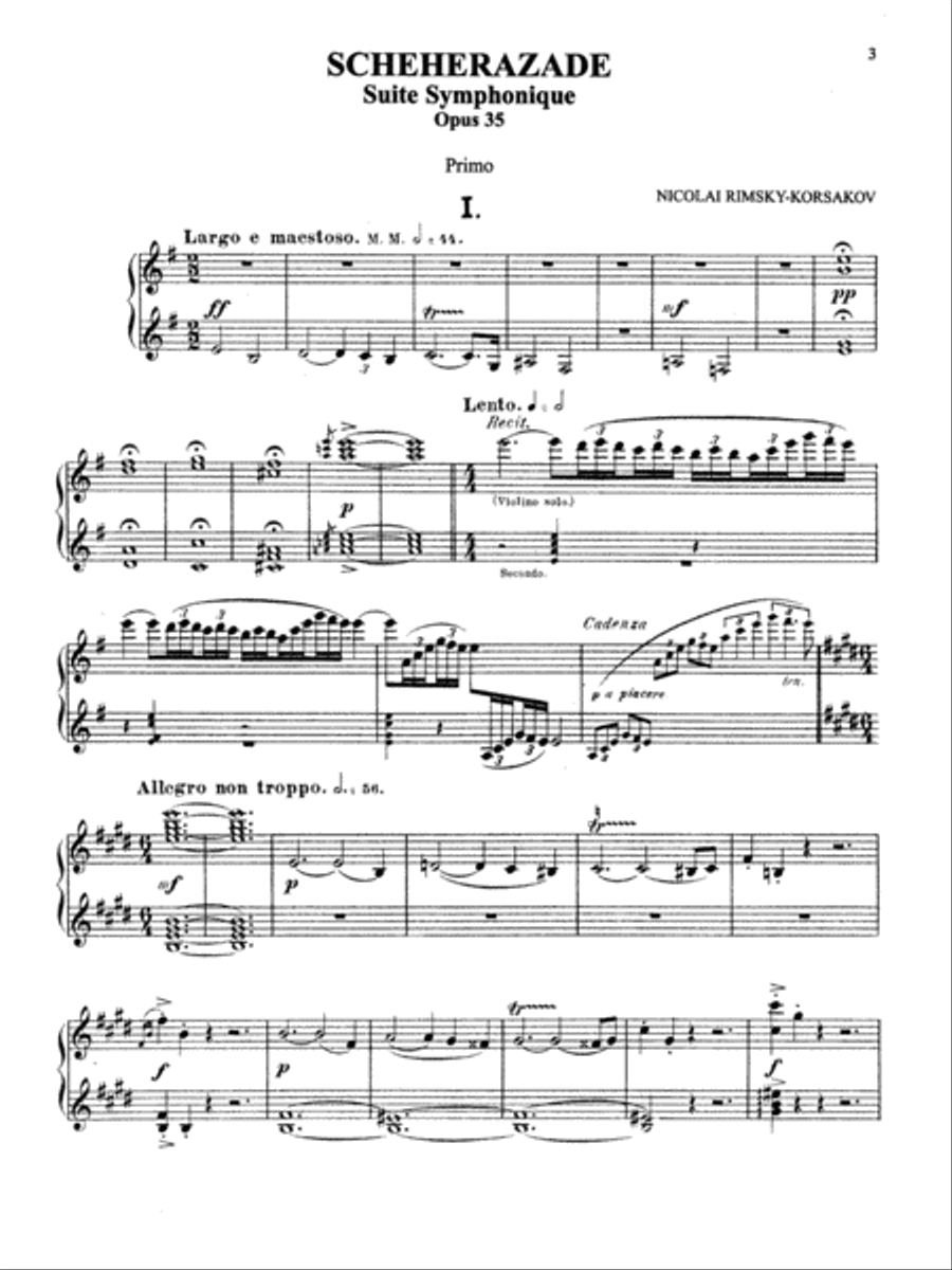 Rimsky-Korsakov: Scheherazade (Suite Symphonique, Op. 35) Piano Duet scores gallery preview page 2