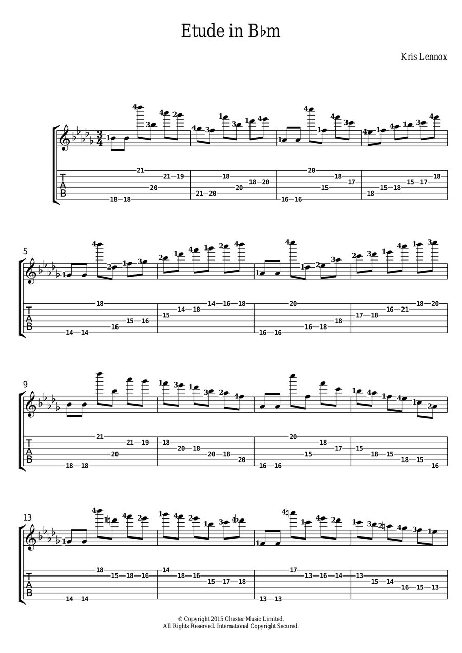 Etude In B Flat Minor Etude In B Flat Minor Classical Guitar scores gallery preview page 1