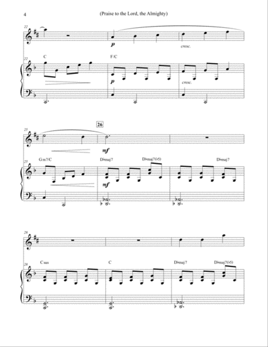 Praise to the Lord, the Almighty - Alto Saxophone & Piano Alto Saxophone scores gallery preview page 4