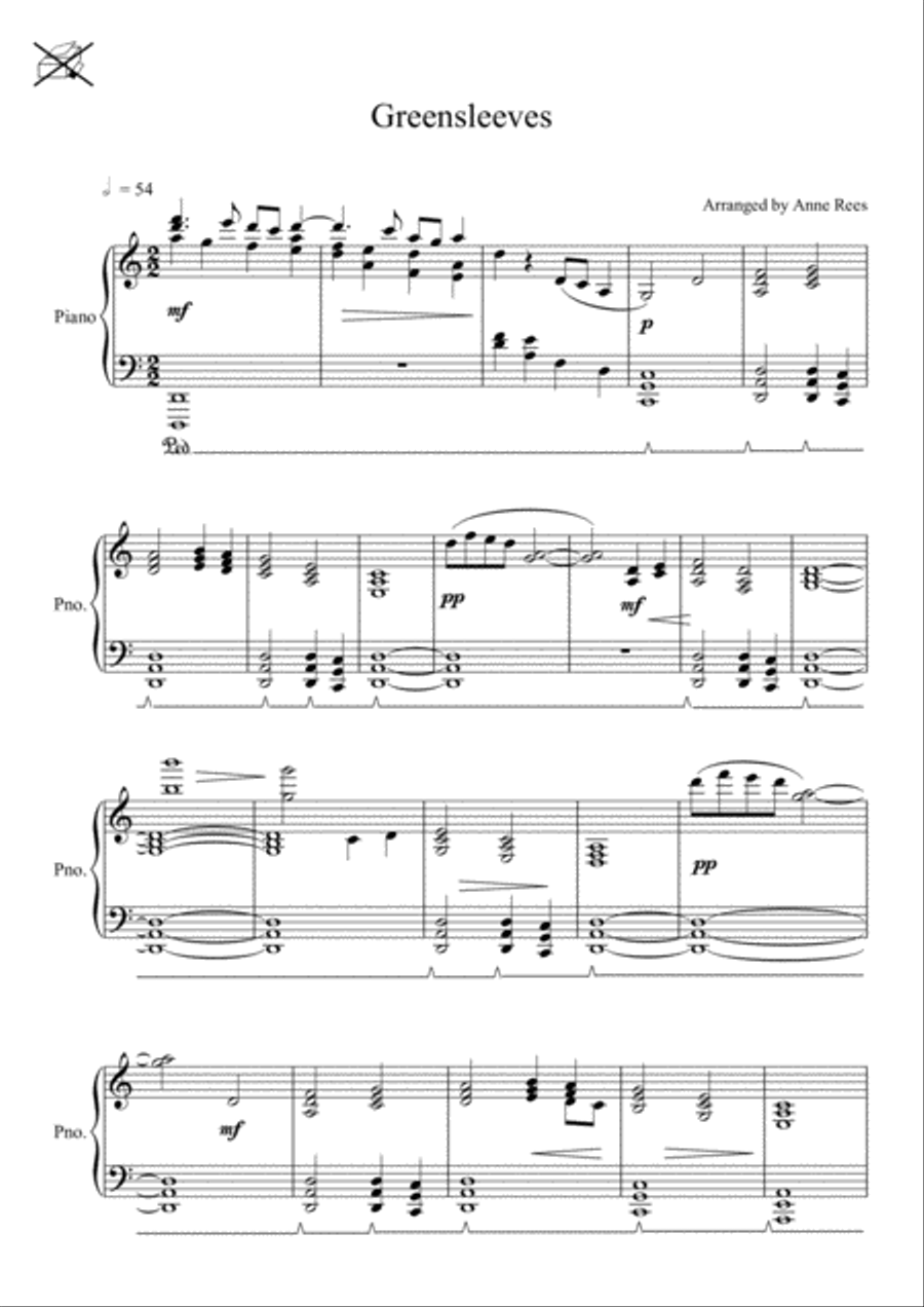 Greensleeves Piano Solo scores gallery preview page 2
