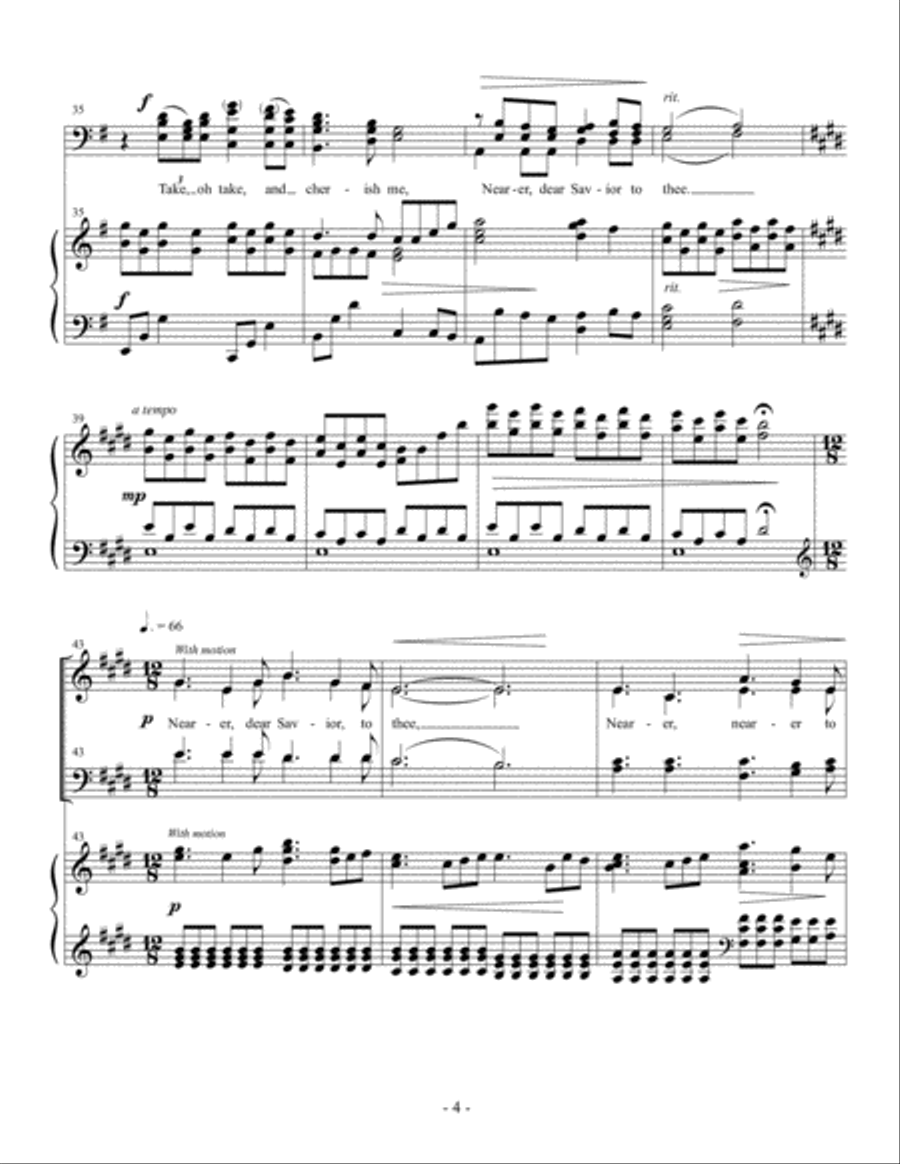 Nearer, Dear Savior, to Thee (SSATTB) 4-Part scores gallery preview page 5