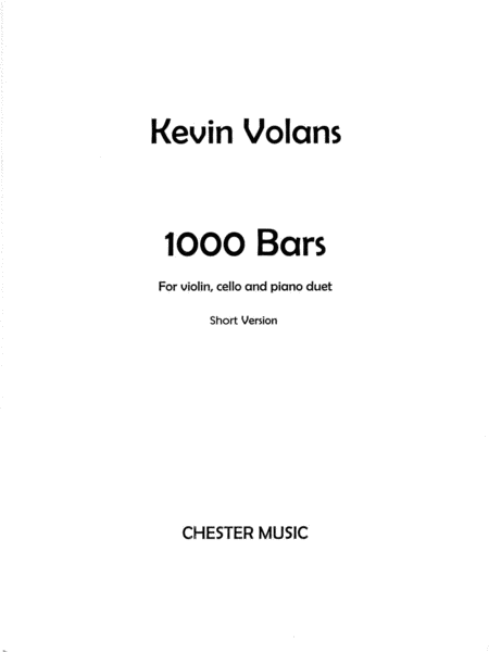 1000 Bars For Violin, Cello, And Piano Duet Score And Parts