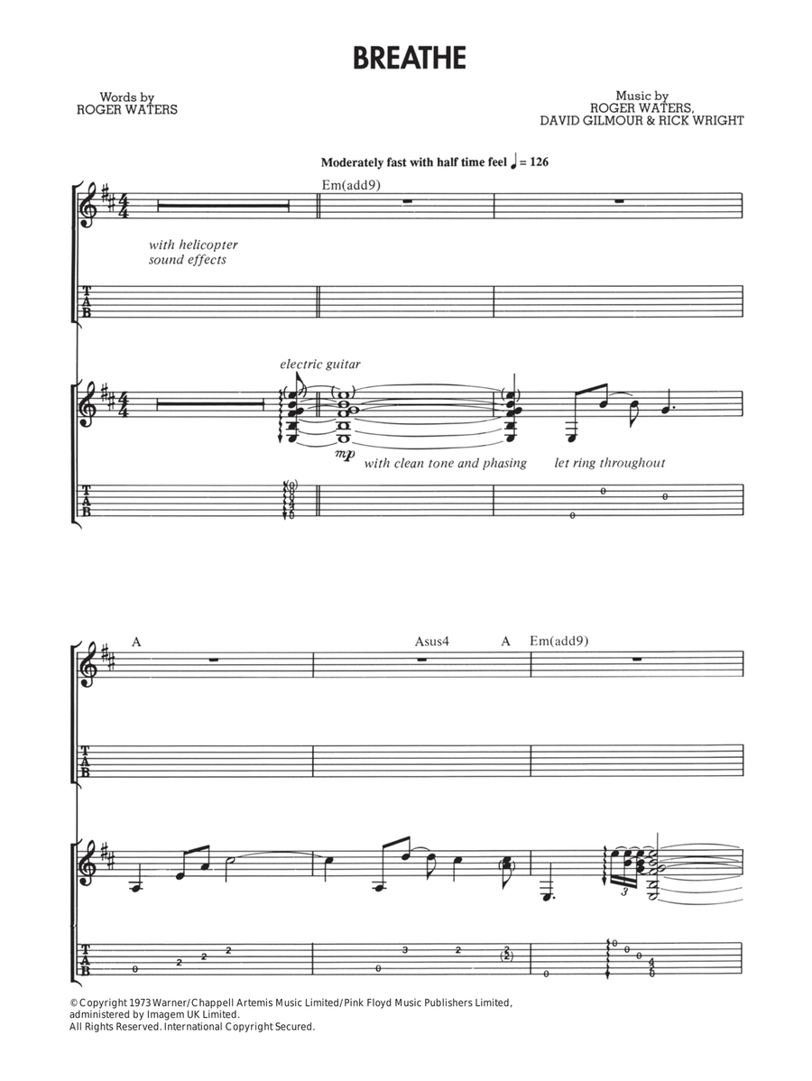 Breathe (In The Air) Breathe (In The Air) Guitar Tablature scores gallery preview page 1