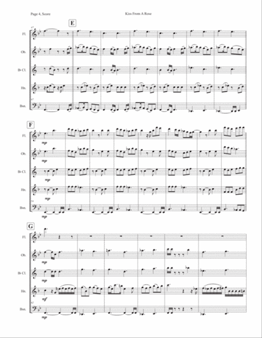 Kiss From A Rose Kiss From A Rose Woodwind Quintet scores gallery preview page 4