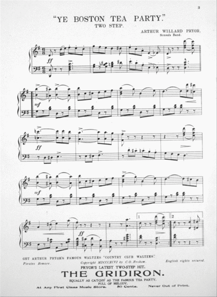 Ye Boston Tea-Party. March and Two-Step Piano Solo scores gallery preview page 2