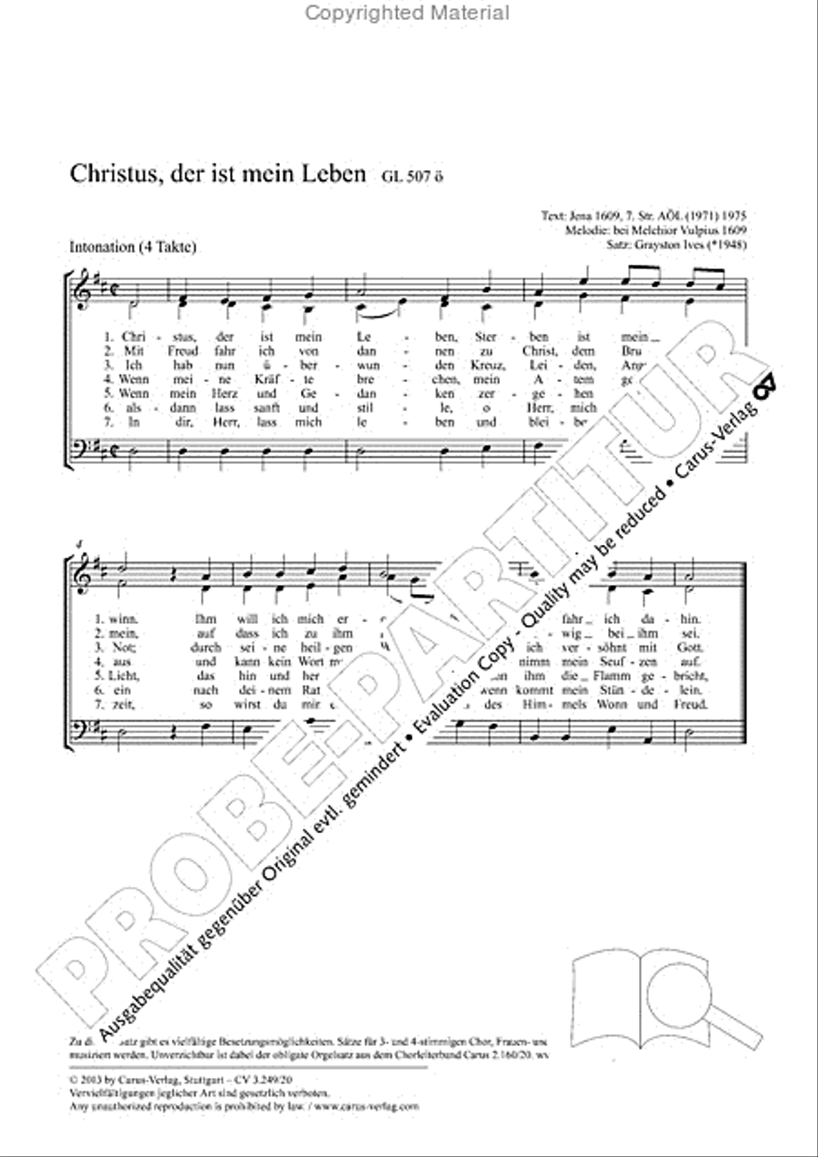 For me to live is Jesus (Christus, der ist mein Leben) 3-Part scores gallery preview page 2
