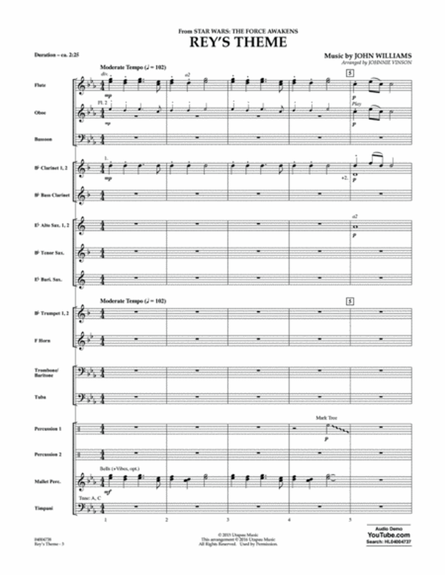 Rey's Theme (from Star Wars: The Force Awakens) - Conductor Score (Full Score)