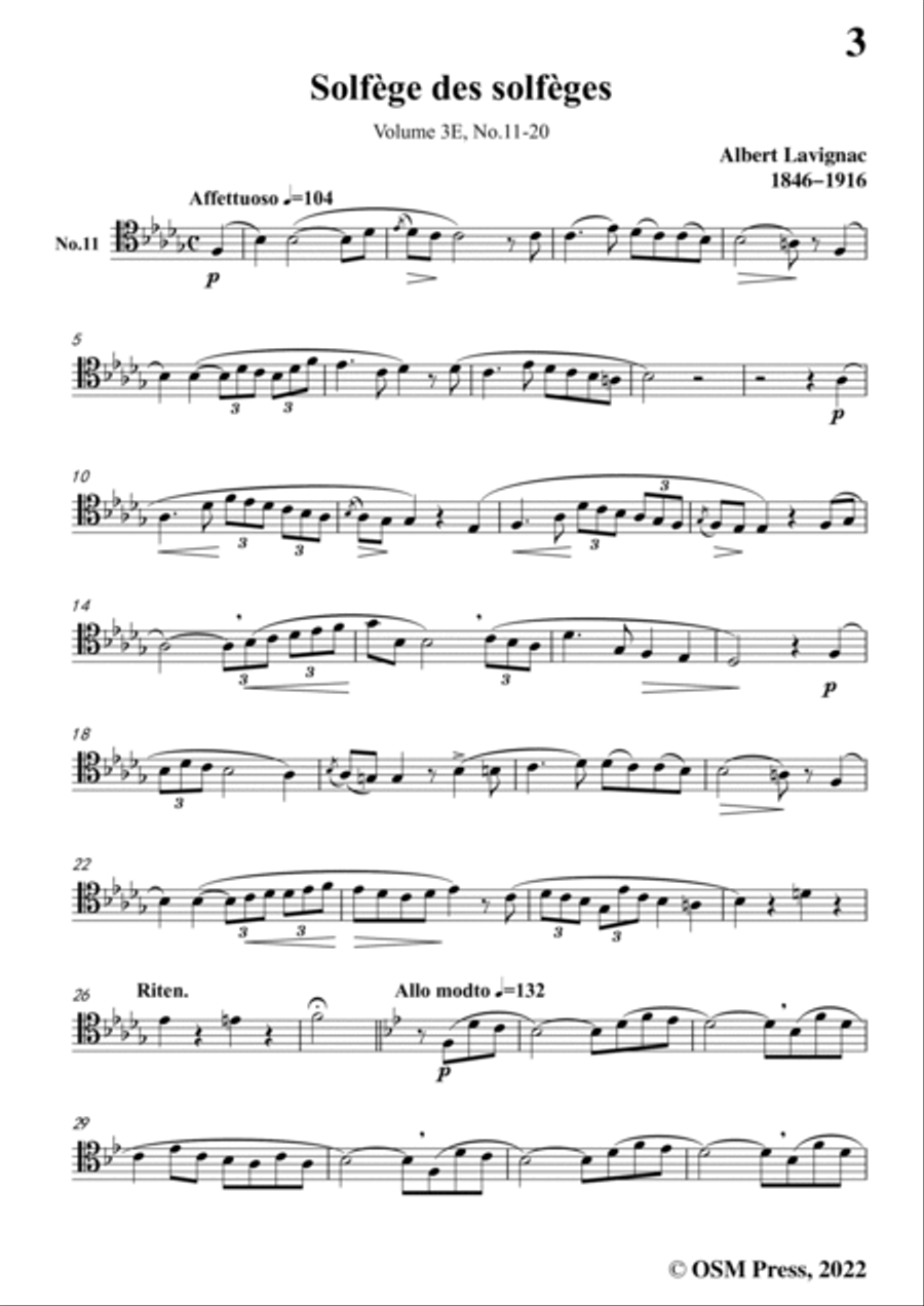 Lavignac-Solfege des solfeges,Volum 3E No.11-20,for Voice Medium Voice scores gallery preview page 3