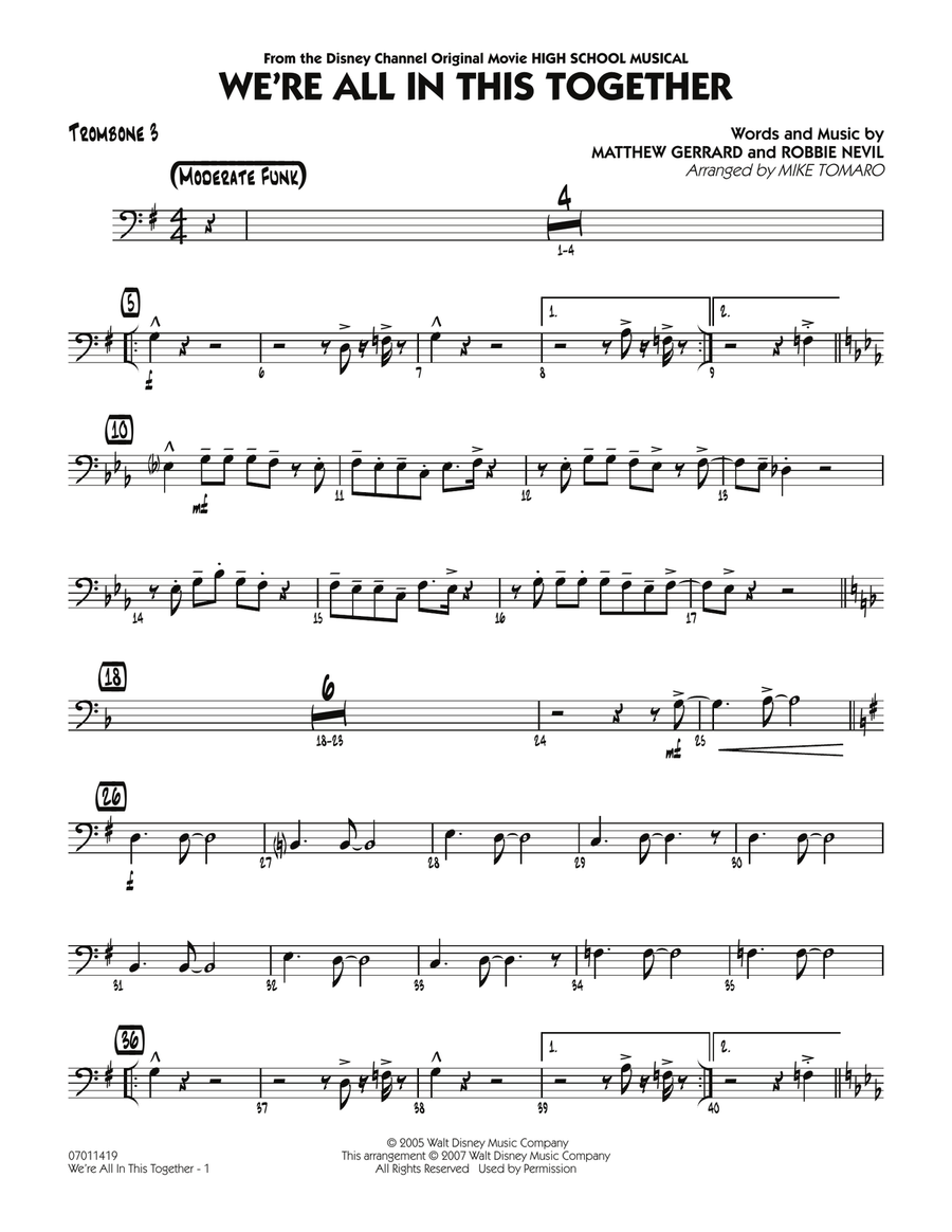 We're All In This Together (from High School Musical) - Trombone 3 Jazz Ensemble scores gallery preview page 1