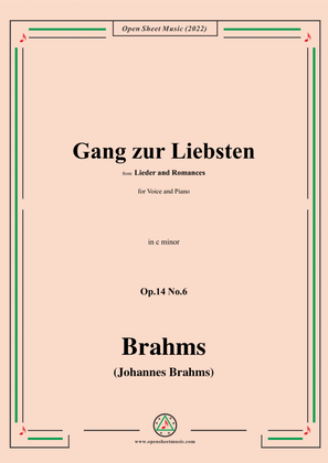 Book cover for Brahms-Gang zur Liebsten,Op.14 No.6,from 'Lieder and Romances',in c minor