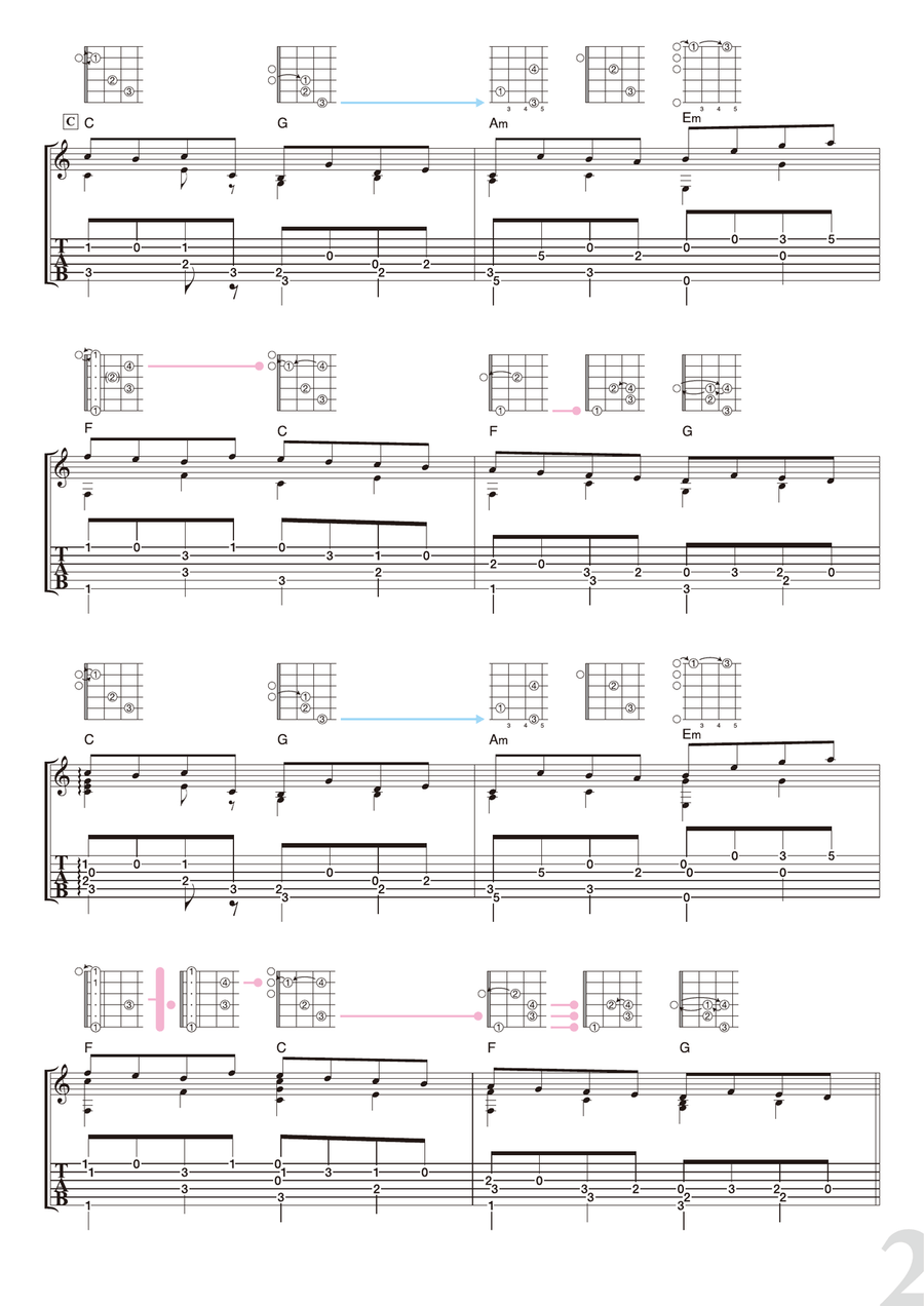 Pachelbel : Canon [for solo acoustic guitar] Acoustic Guitar scores gallery preview page 2