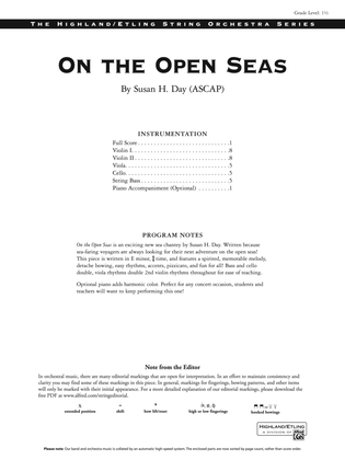 Book cover for On the Open Seas: Score