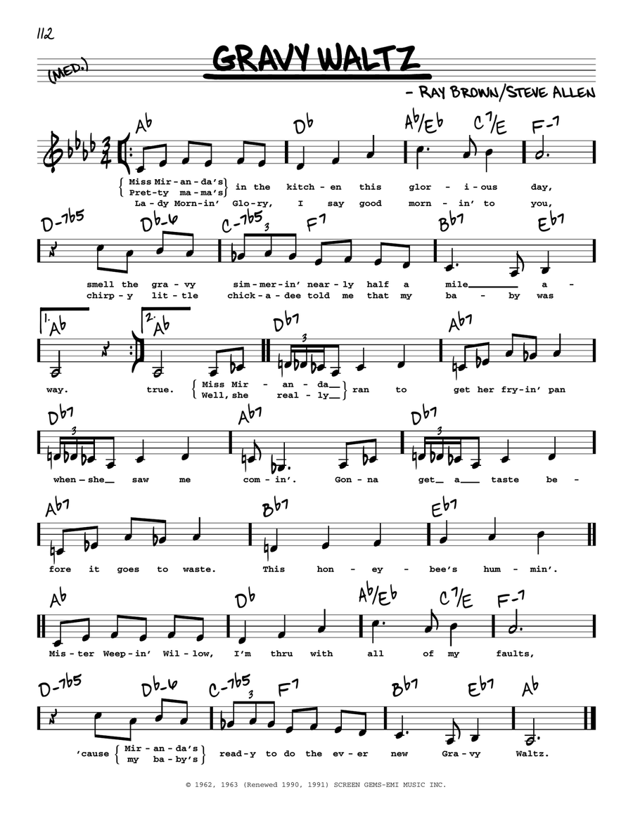 Gravy Waltz (Low Voice) Low Voice scores gallery preview page 1