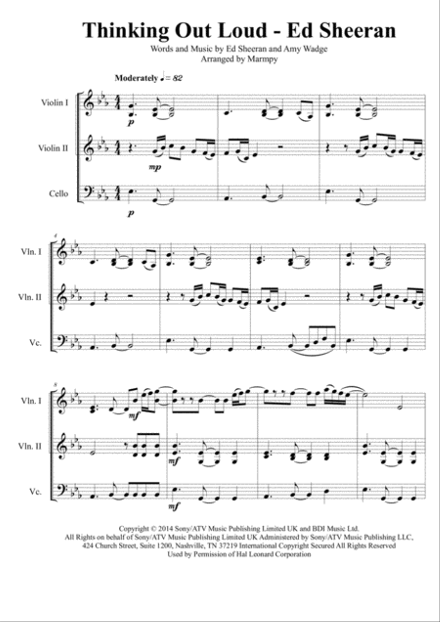 Thinking Out Loud Thinking Out Loud String Trio scores gallery preview page 1