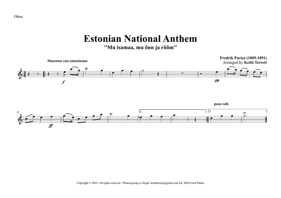 Estonian National Anthem for Symphony Orchestra (Olympic National Anthem Series) Full Orchestra scores gallery preview page 5