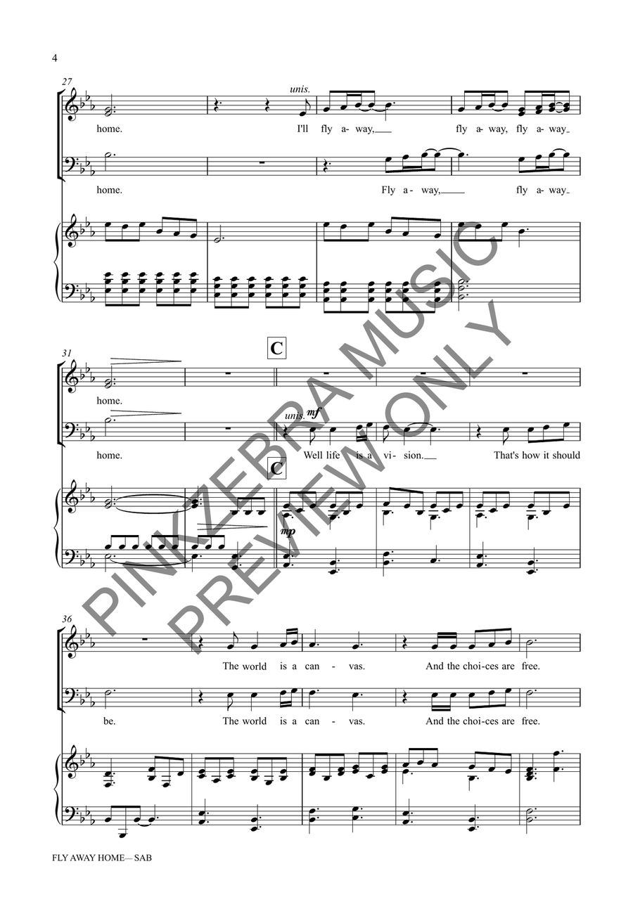 Fly Away Home (SAB) Fly Away Home (SAB) 3-Part scores gallery preview page 5