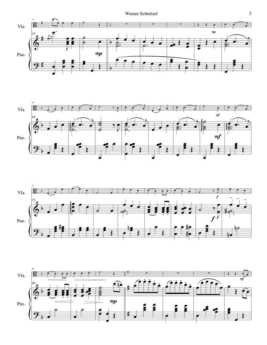Wiener Schnitzel for viola and piano Piano scores gallery preview page 3