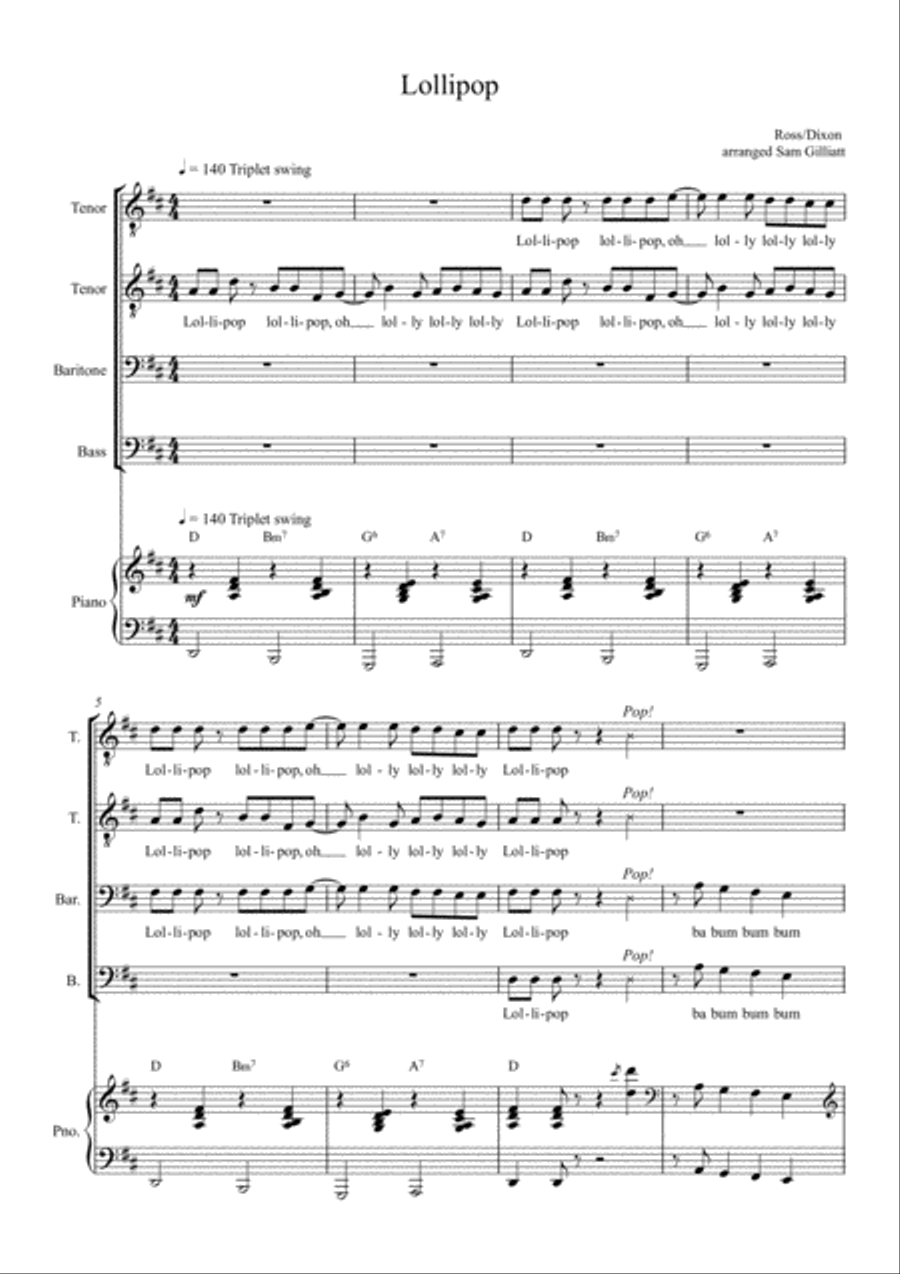 Lollipop A Cappella scores gallery preview page 1