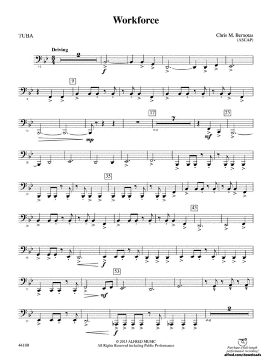 Workforce: Tuba Concert Band scores gallery preview page 1