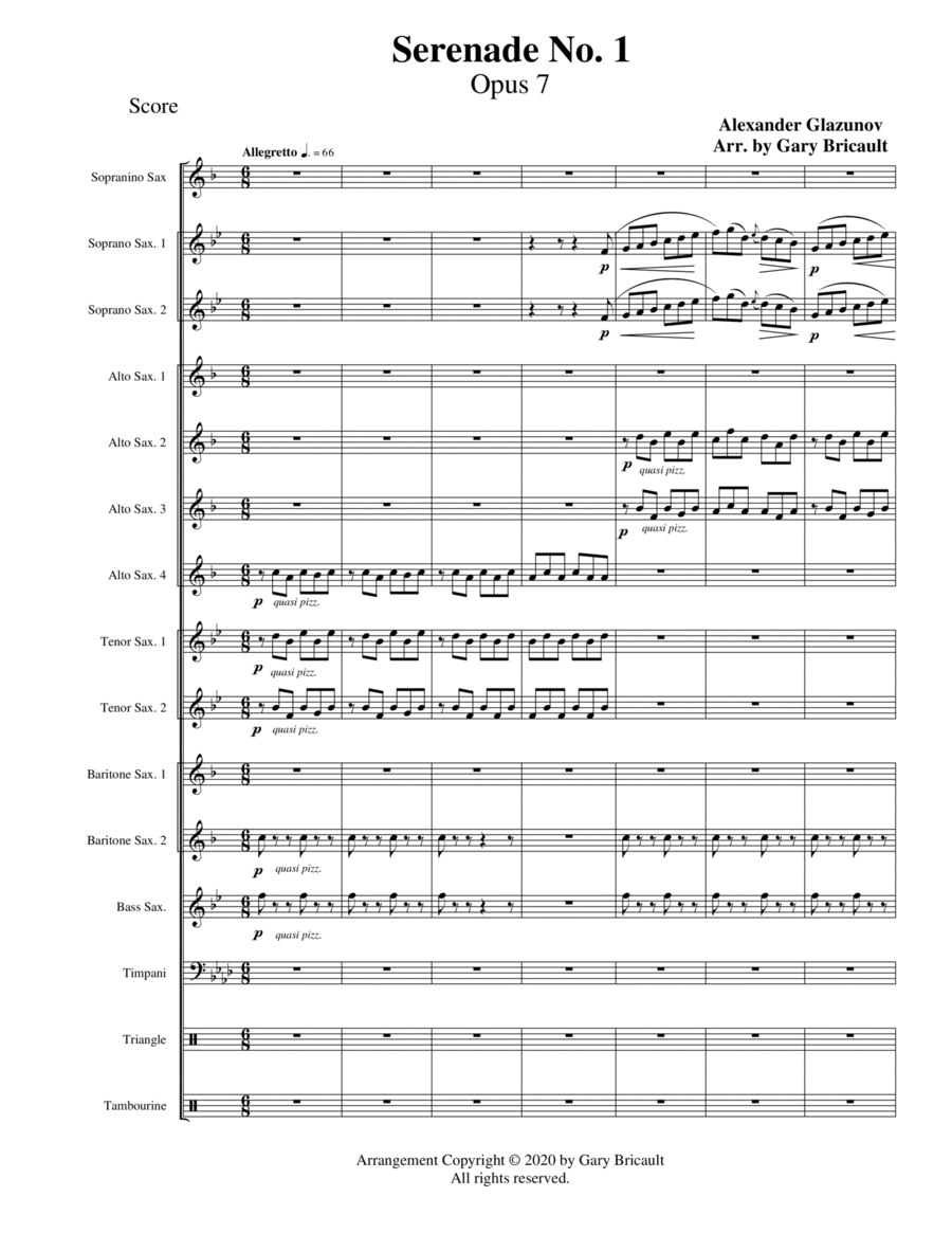Serenade No. 1 Woodwind Ensemble scores gallery preview page 1