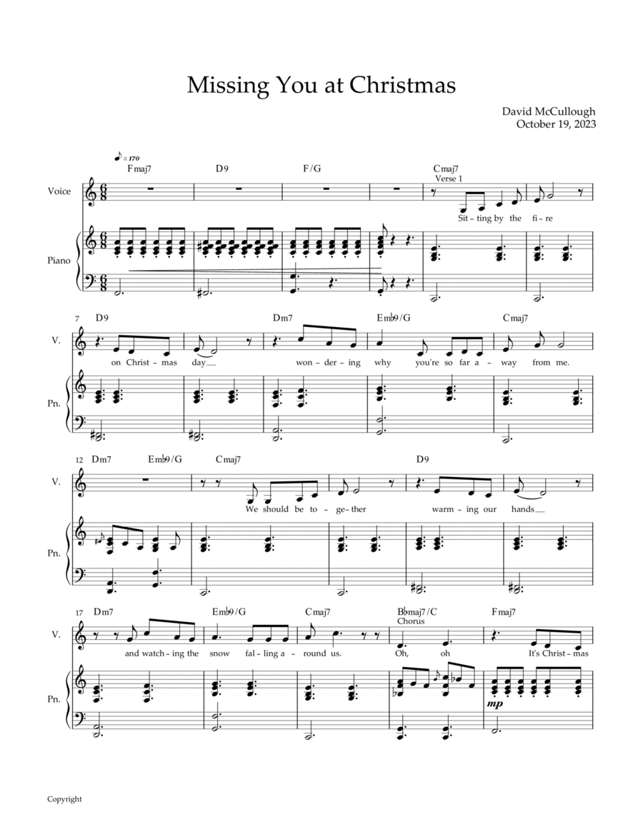 Missing You at Christmas Missing You at Christmas Voice scores gallery preview page 1