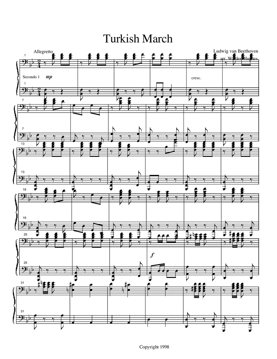 Beethoven's Turkish March Piano Quartet (2 Pianos 8 Hands) Small Ensemble scores gallery preview page 5