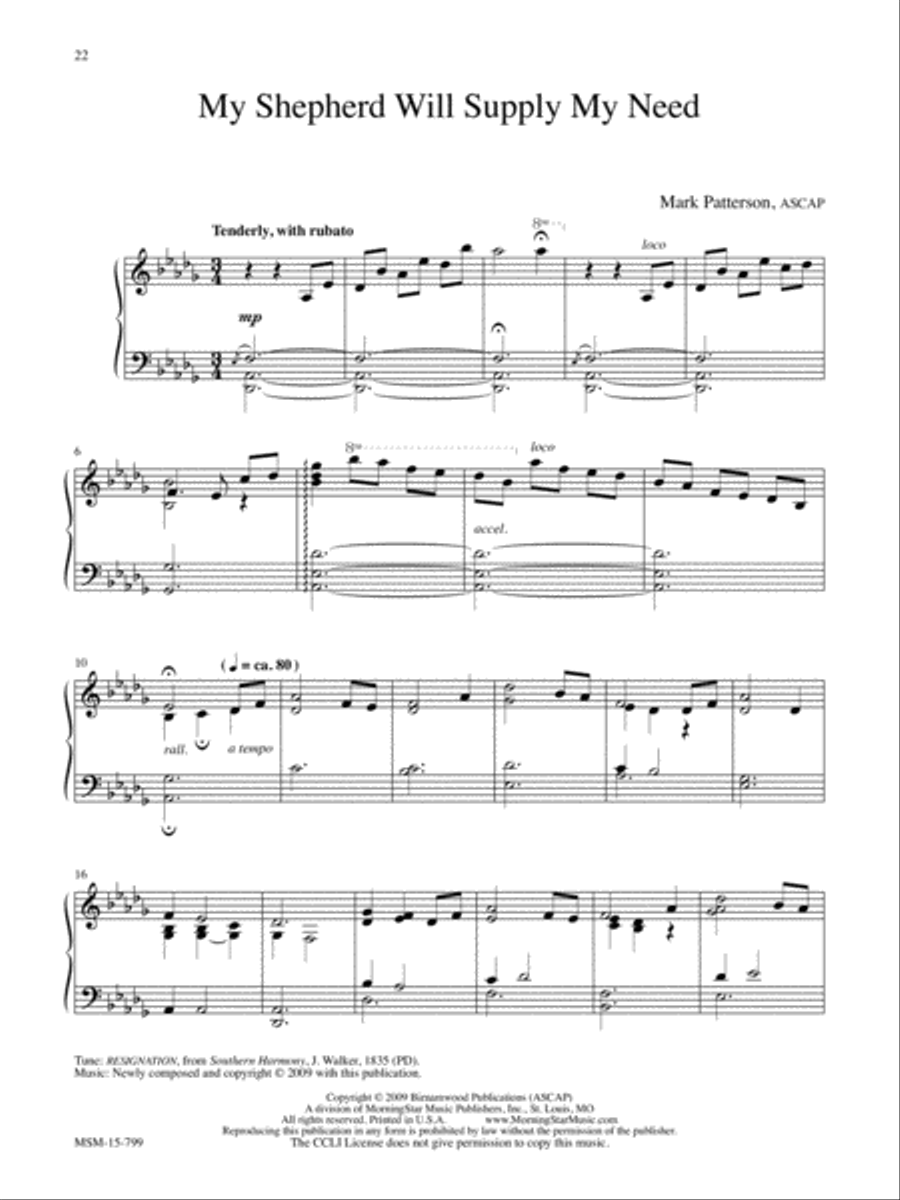 My Shepherd Will Supply My Need Piano Solo scores gallery preview page 1