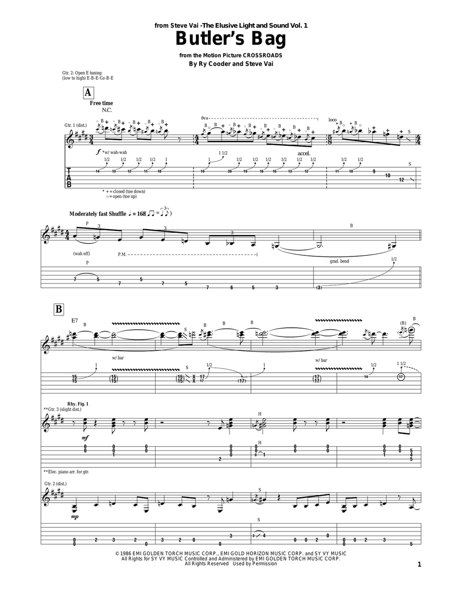 Butler's Bag Electric Guitar scores gallery preview page 1