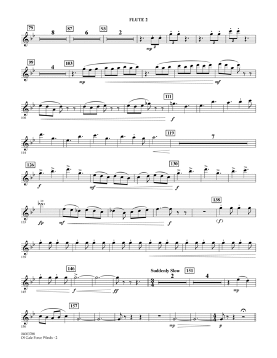 Of Gale Force Winds - Flute 2 Concert Band scores gallery preview page 2