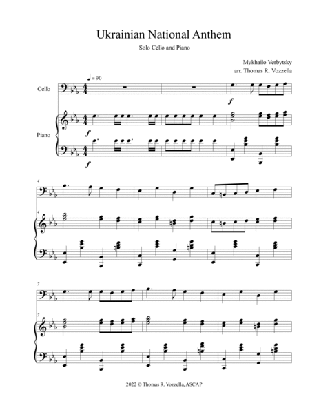 Ukrainian National Anthem (Cello and Piano) image number null