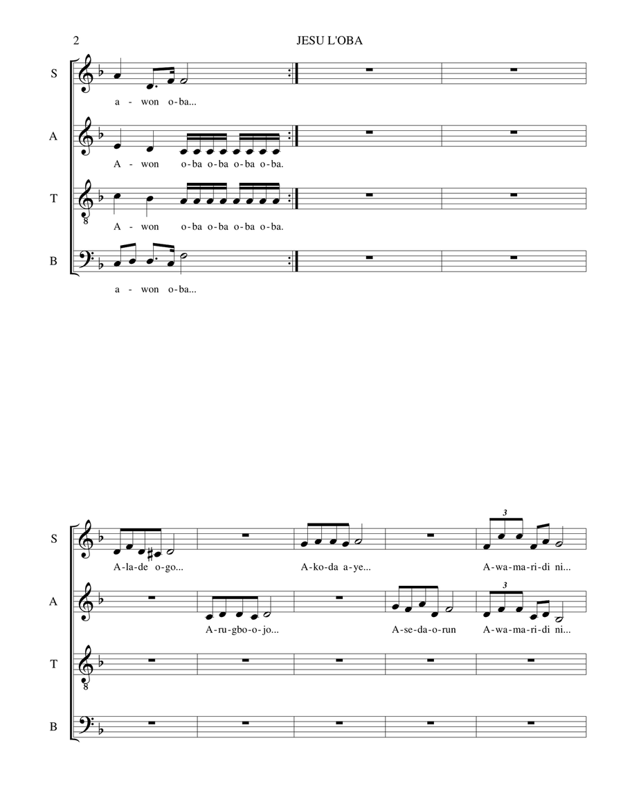 Jesu L'Oba Jesu L'Oba 4-Part scores gallery preview page 2