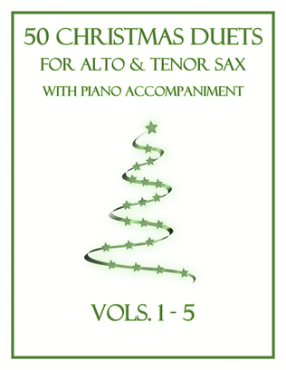 Book cover for 50 Christmas Duets for Alto and Tenor Sax with Piano Accompaniment