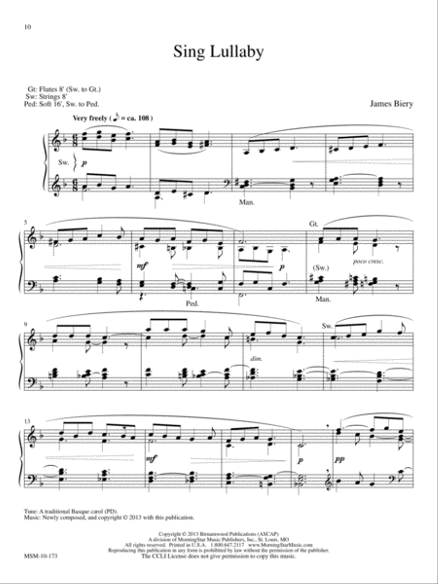Sing Lullaby Sing Lullaby Organ scores gallery preview page 1