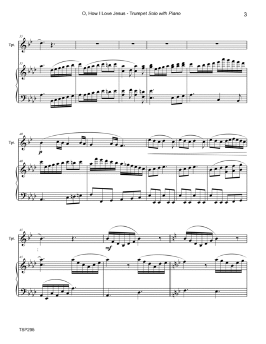 O HOW I LOVE JESUS - TRUMPET SOLO (Grade 4-) with Piano Accompaniment Trumpet Solo scores gallery preview page 3