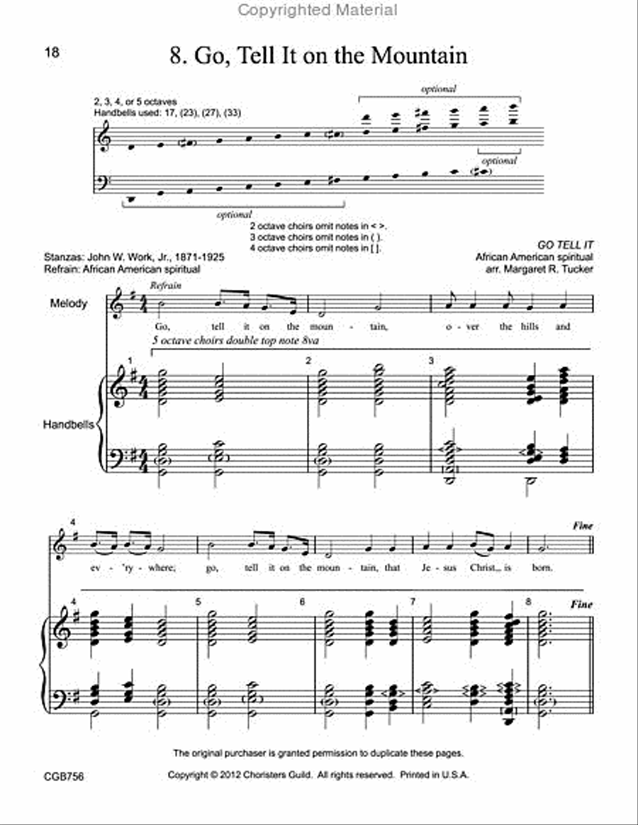 Christmas Carol Accompaniments: Reproducible Accompaniments for Twelve Familiar Carols Handbell Choir scores gallery preview page 7