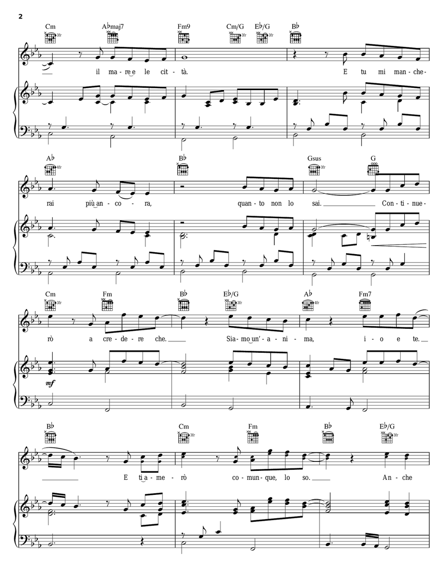 Ti Amero Ti Amero Piano, Vocal, Guitar scores gallery preview page 2