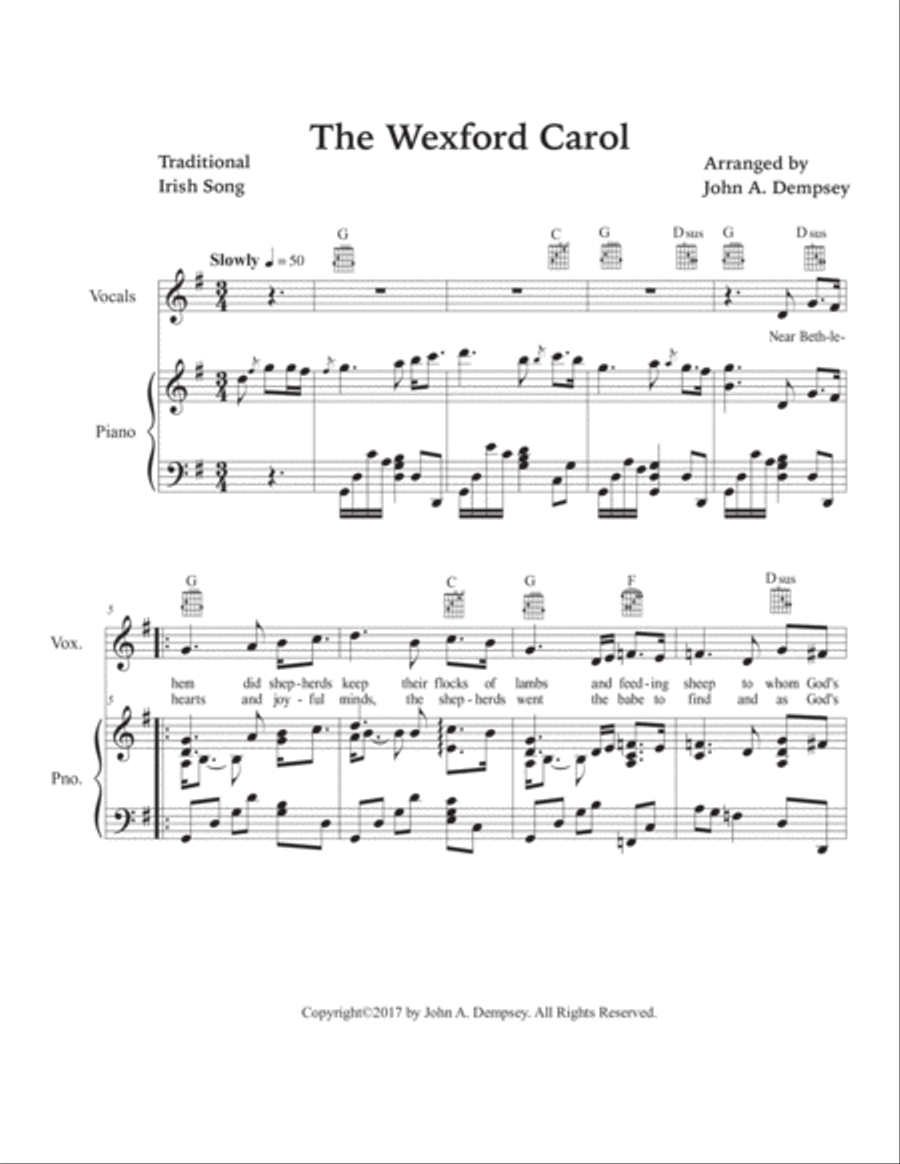 The Wexford Carol (Piano/Vocal/Guitar) Piano, Vocal, Guitar scores gallery preview page 5
