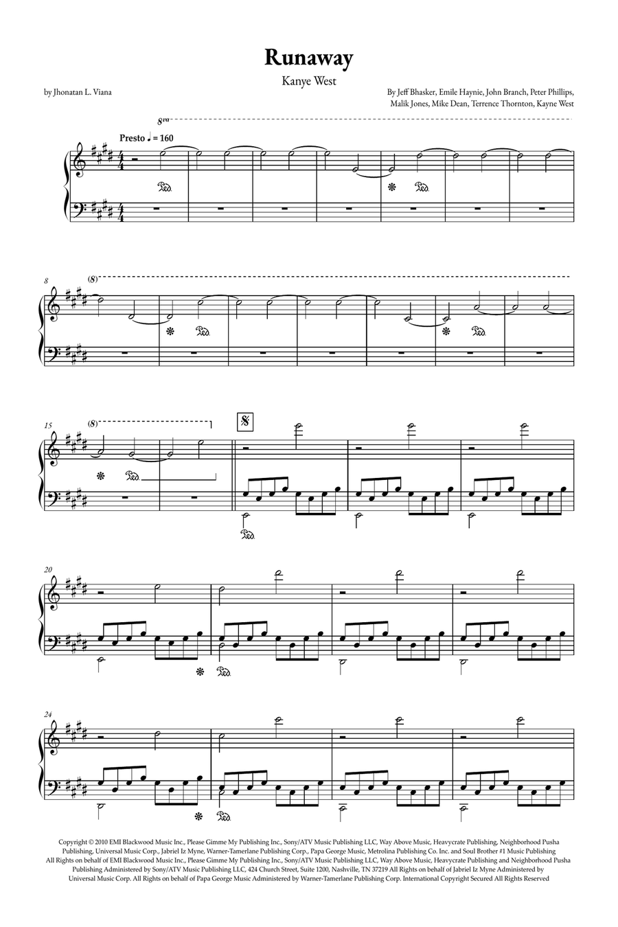 Runaway Easy Piano scores gallery preview page 1